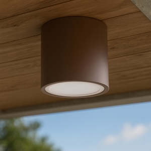 Ideal lux techo pl1 round d09 faretto da esterno marrone ip54