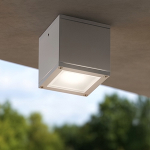 Faretto per esterni da soffitto cubo bianco