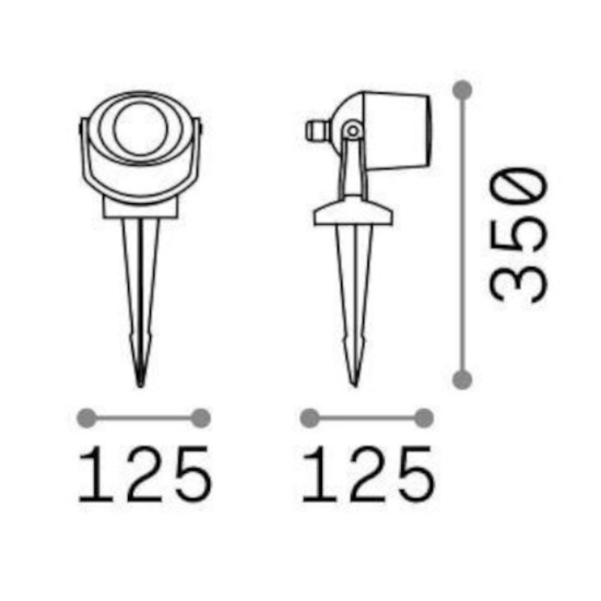 Elio pr1 ideal lux faretto con picchetto per giardino nero orientabile ip66