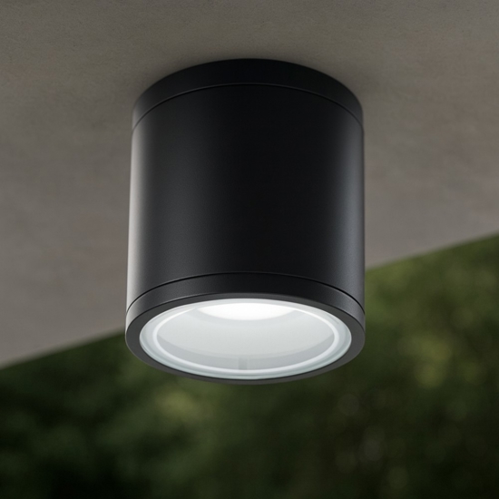 Pl jubo ondaluce faretto da soffitto esterno nero tondo