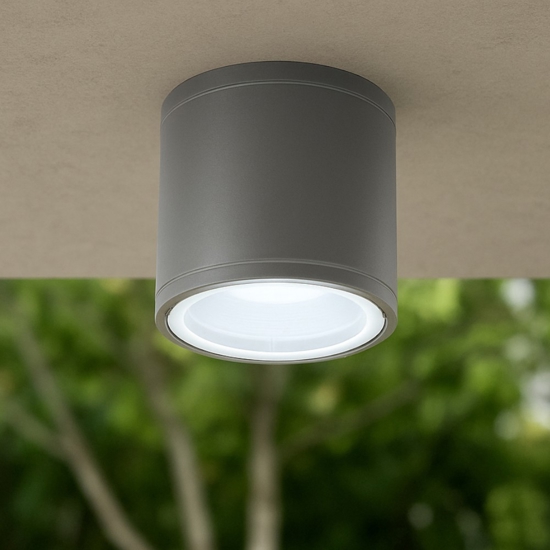 Ondaluce pl jubo faretto grigio da soffitto esterno tondo gu10