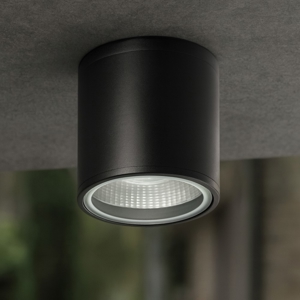Ideal lux pl1 faretto da soffitto per esterno cilindro nero ip44