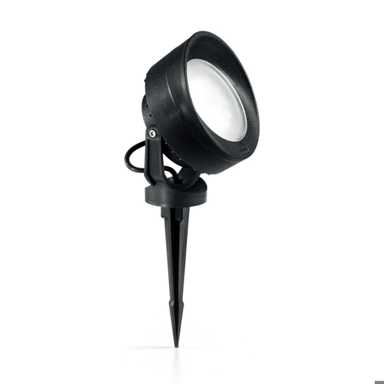 Ideal lux litio pr1 faretto da esterno per giardino con picchetto nero orientabile ip66