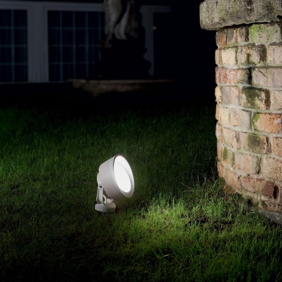 Ideal lux litio pr1 faretto da esterno per giardino con picchetto nero orientabile ip66