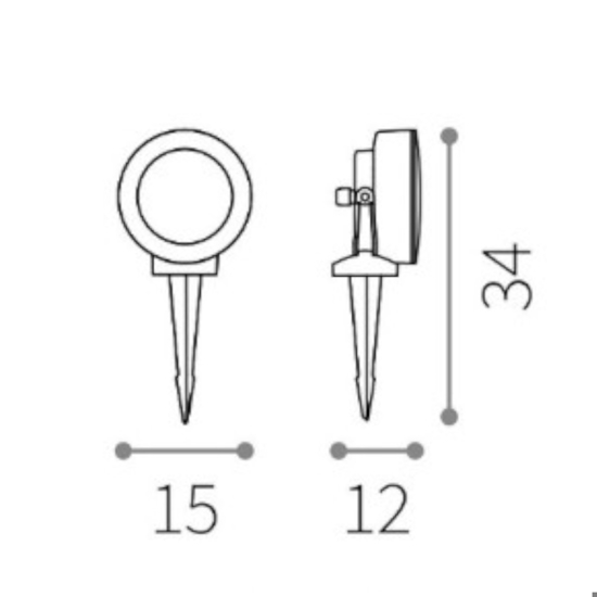 Ideal lux litio pr1 faretto da esterno per giardino con picchetto nero orientabile ip66