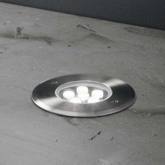 Floor pt d14 ideal lux faretto 12w 3000k rotondo calpestabile incasso a terra per esterno ip67