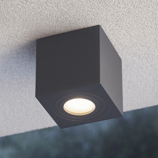 Faretto da esterno a soffitto cubo antracite gea luce Faretto da esterno a soffitto cubo antracite gea luce