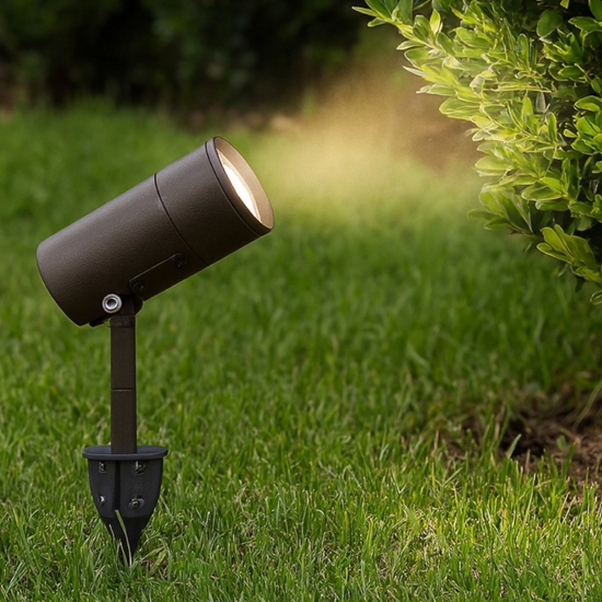 Faretto per esterni corten con picchetto led 12w cct ip65