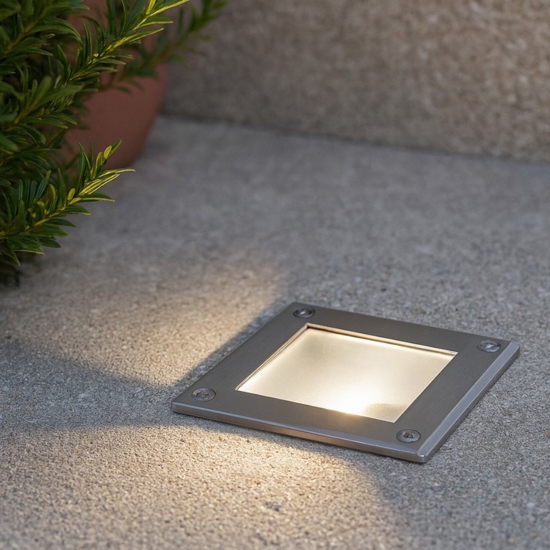 Park pt square faretto per esterno da incasso pavimento quadrato ip54 ideal lux