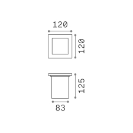 Park pt square faretto per esterno da incasso pavimento quadrato ip54 ideal lux