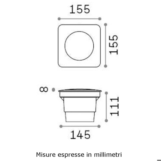 Ideal lux gravity faretto per esterno da incasso pavimento nero