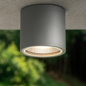 Gun pl1 ideal lux faretto da esterno soffitto terrazza cilindro grigio ip44
