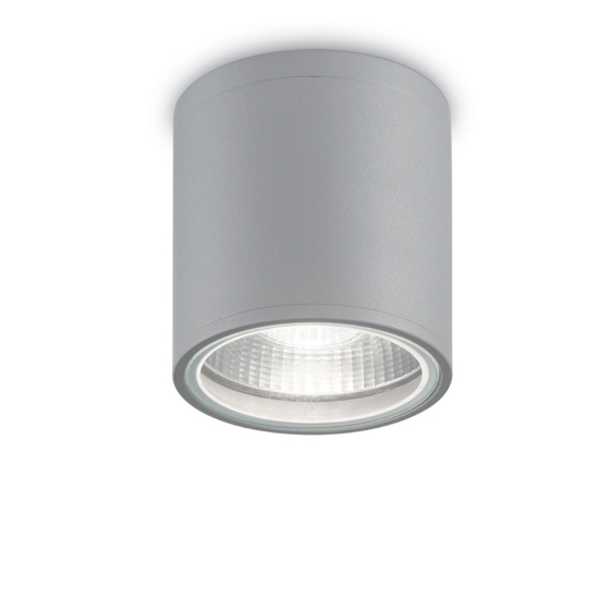 Gun pl1 ideal lux faretto da esterno soffitto terrazza cilindro grigio ip44
