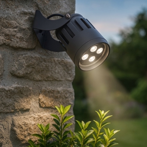Faro proiettore grigio per esterno 25w 3000k ottica 29
