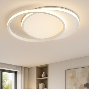 Top light plafoniera mercury bianca due cerchi led 42w cct per soggiorno