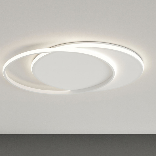 Top light plafoniera mercury bianca due cerchi led 42w cct per soggiorno