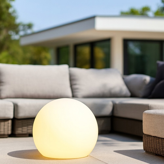 Lampada da giardino 40cm sfera bianca per esterno
