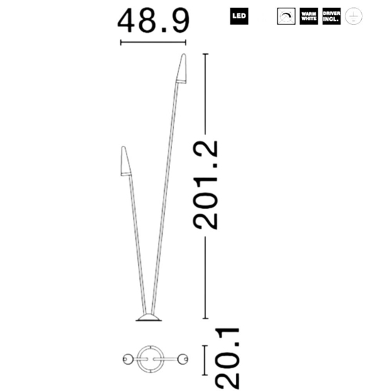 Lampada moderna da esterno nera led 17w 3000k