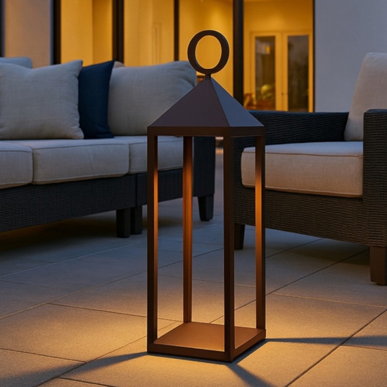 Lampada da esterno da terra portatile led corten