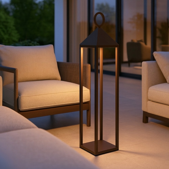 Lampada da esterno led lanterna portatile marrone corten