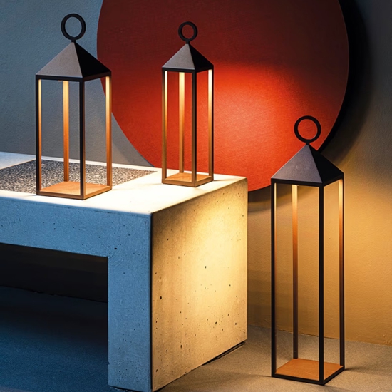 Lampada da esterno led lanterna portatile marrone corten