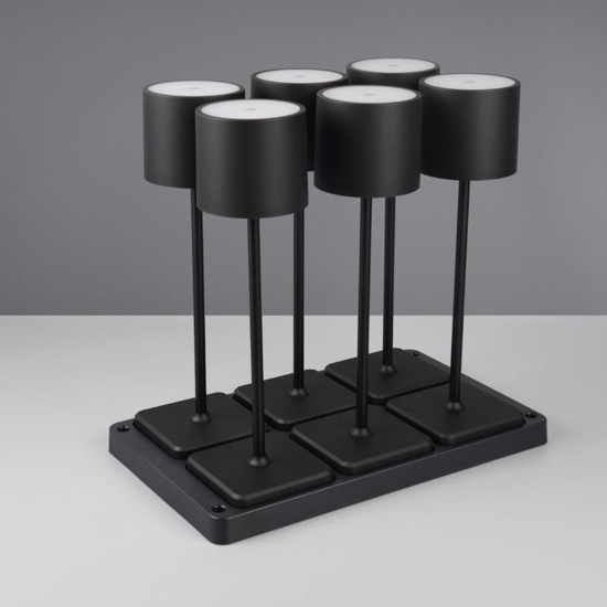 Kit 6 lampade da tavolo senza fili nero portatili per esterno ristorante