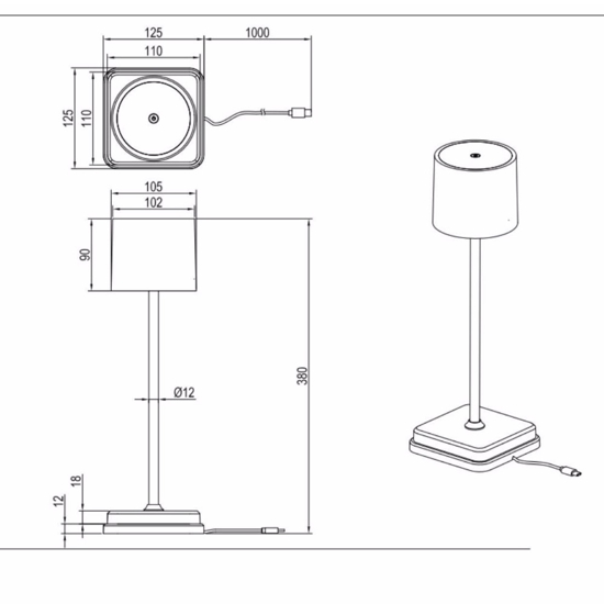 Kit 6 lampade da tavolo senza fili nero portatili per esterno ristorante