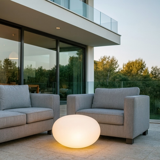 Sasso pt1 d25 lampada da terra per giardino esterno bianca ip44 ideal lux