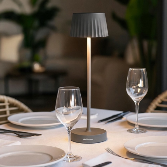 Lampada da tavolo per esterno ondaluce lt macao led portatile antracite ip54