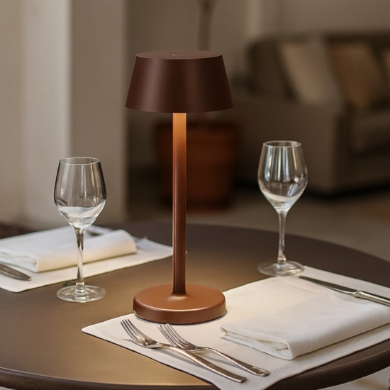 Lampada da tavolo per esterno ip54 pure tl ideal lux portatile corten led