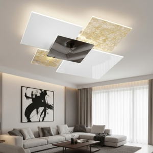Top light shadow plafoniera moderna 71cm bianco oro rettangolare per cucina