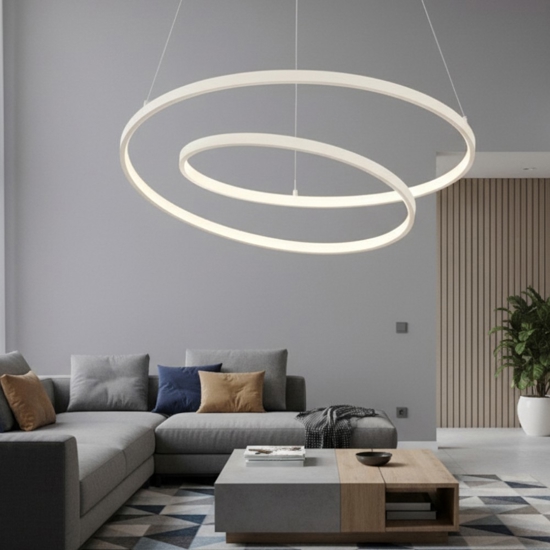Oz sp d60 bianco ideal lux dali push lampadario dimmerabile moderno led 47w 3000k