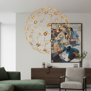 Lampadario moderno sole 40 cm led 21w 3000k sfera oro