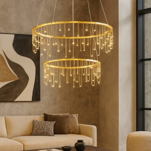 Lampadario led 41w 3000k oro ramato design moderno per soggiorno