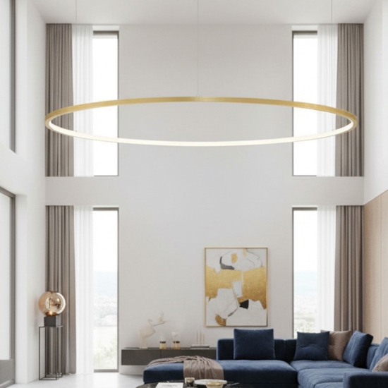 Lampadario moderno cerchio oro 100cm led per salone Lampadario moderno cerchio oro 100cm led per salone