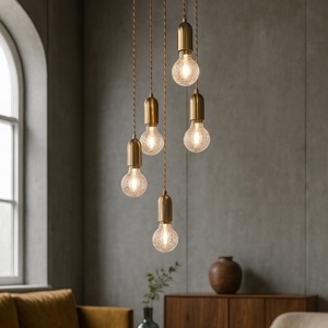 Lampadario moderno per soggiorno luci a cascata oro