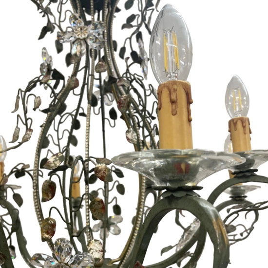 Lampadario mechini ferro battuto swarovski per salone fp