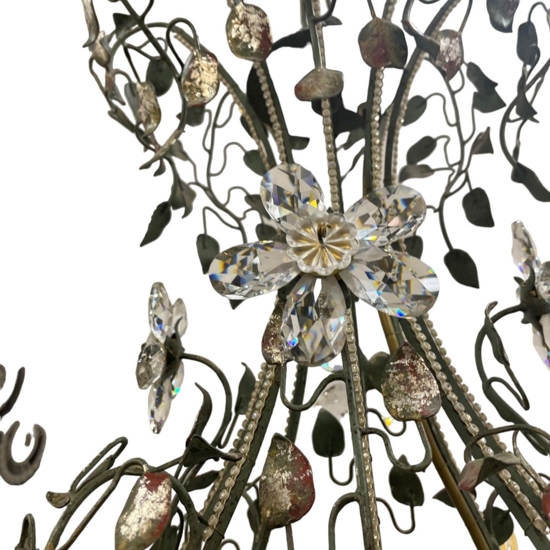 Lampadario mechini ferro battuto swarovski per salone fp