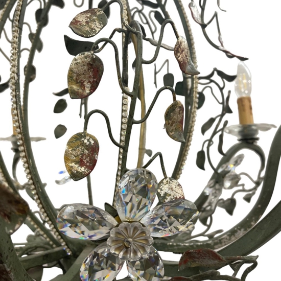 Lampadario mechini ferro battuto swarovski per salone fp