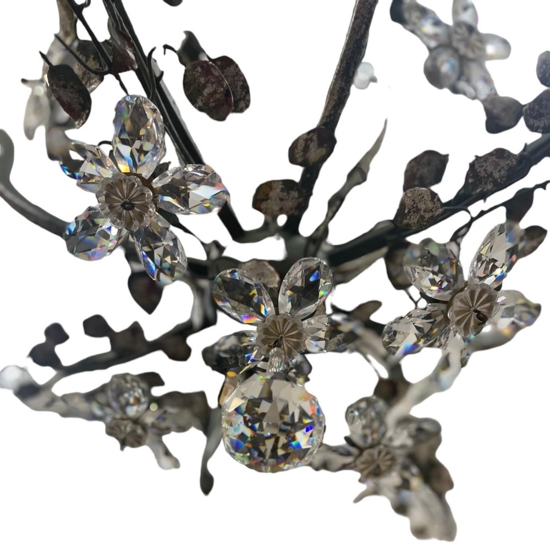 Lampadario mechini ferro battuto swarovski per salone fp