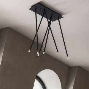 Plafoniera moderna nera 6 led orientabili 3000k