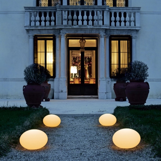 Lampada da giardino 38cm sfera bianca linea light oh!smash fl65