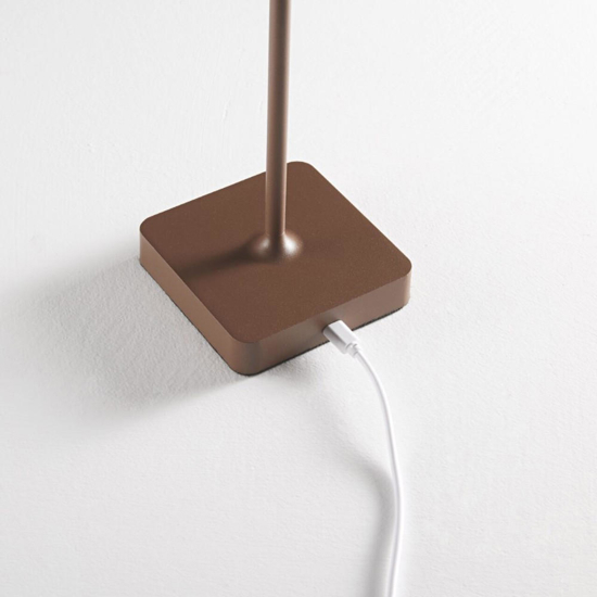 Ondaluce lt tap lampada da tavolino per esterno corten senza fili
