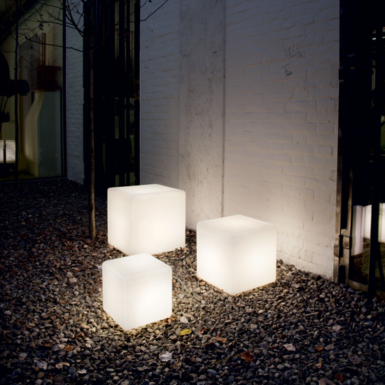 Luna pt1 d40 ideal lux lampada cubo luminoso per esterno ip44