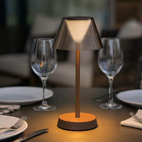 Ideal lux lolita tl lampada da tavolo marrone portatile per esterno