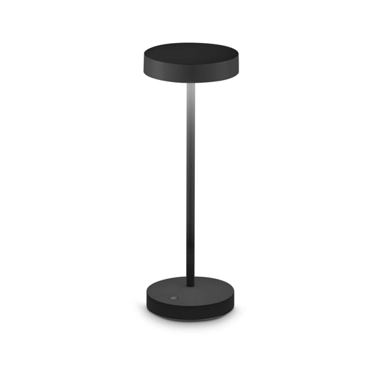 Ideal lux toffee tl lampada da tavolino led nera portatile batteria ricaricabile