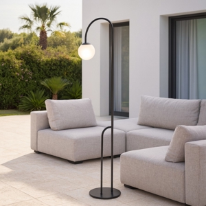 Visualizza i dettagli per Piantana da esterno design ip65 nero sfera bianca led 3000k Piantana da esterno design ip65 nero sfera bianca led 3000k