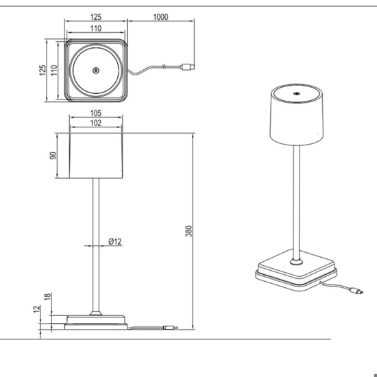 Lampada da tavolo per esterno senza fili bianca led ricaricabile 4000k