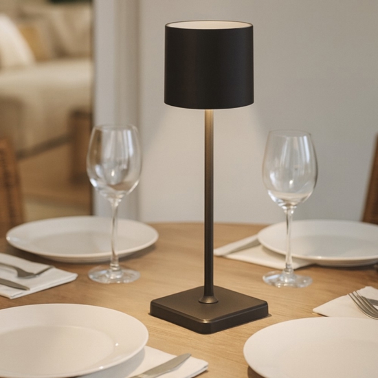 Lampada da tavolo nera portatile senza fili moderna led 1.5w 4000k
