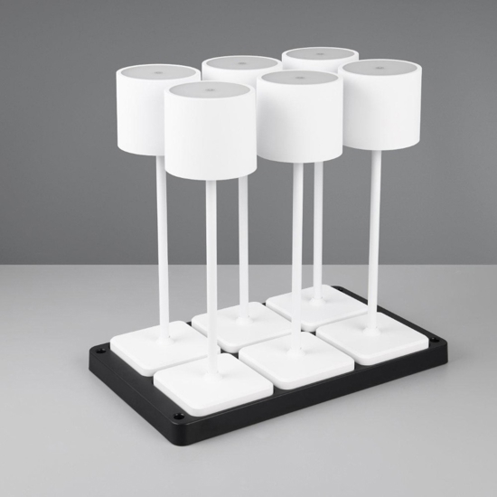 Kit 6 lampade da tavolo senza fili bianco con postazione ricaricabile per esterno